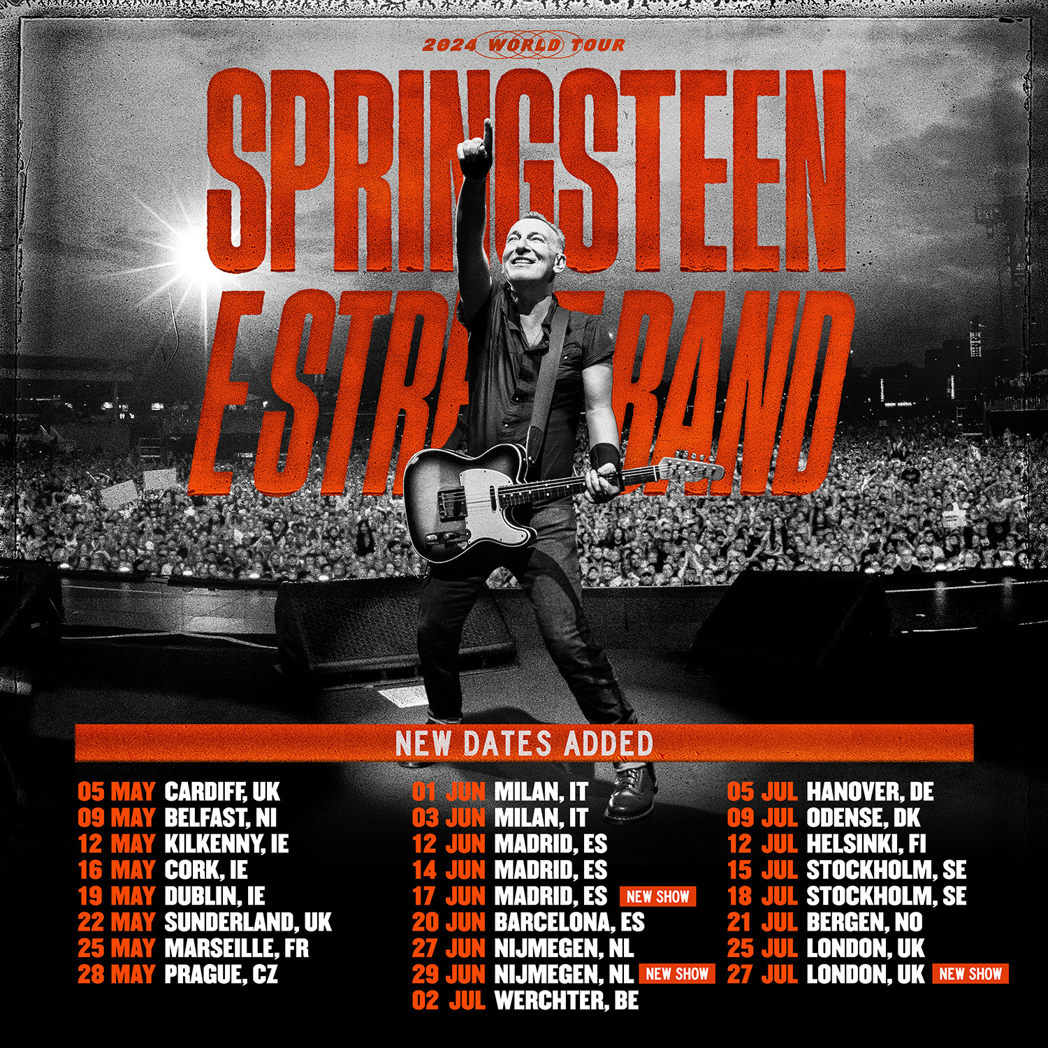 Bruce Springsteen 2024 World Europe Added Shows