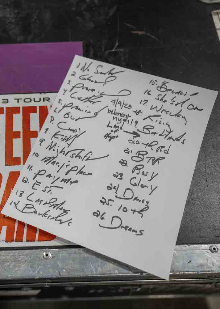 Bruce Springsteen & E Street Band at UBS Arena, Belmont Park, NY, on April 9, 2023 handwritten set list