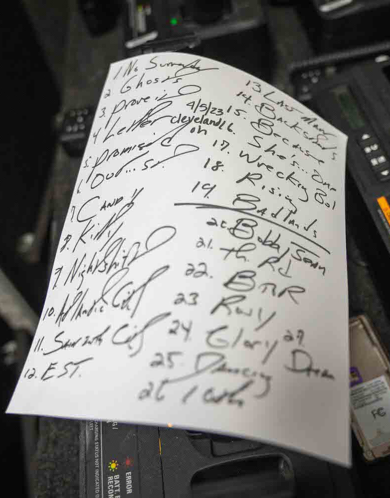 Bruce Springsteen & E Street Band at Rocket Mortgage Fieldhouse, Cleveland, OH, on April 5, 2023 handwritten set list