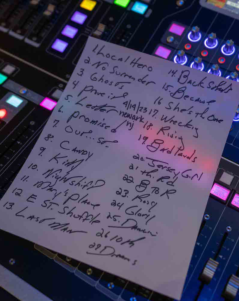 Bruce Springsteen & E Street Band at Prudential Center, Newark, NJ, on April 14, 2023 handwritten set list